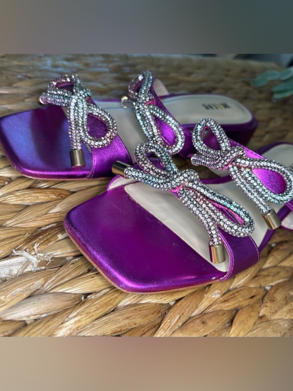 Maeve Anthropologie Magenta Satin Embellished Slide Sandals - Picture 6 of 15